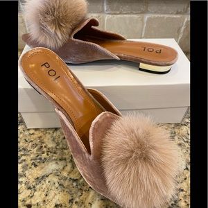 POL blush fabric loafers with Pom Pom